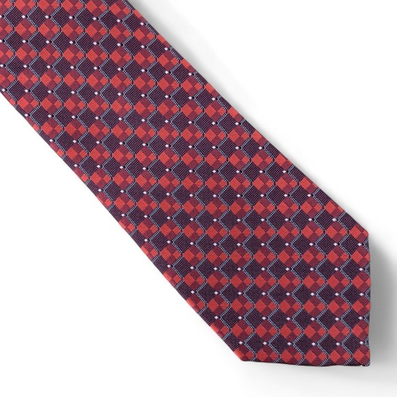 Perry Ellis Men's Hummel Geo-Print Tie Necktie Classic 3" Red $55 - Picture 1 of 5